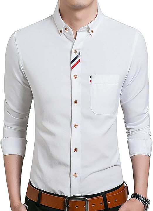 Amazon シャツ 長袖シャツ メンズ ワイシャツ 無地 春 秋 スリム ビジネス カジュアル シャツ 通販