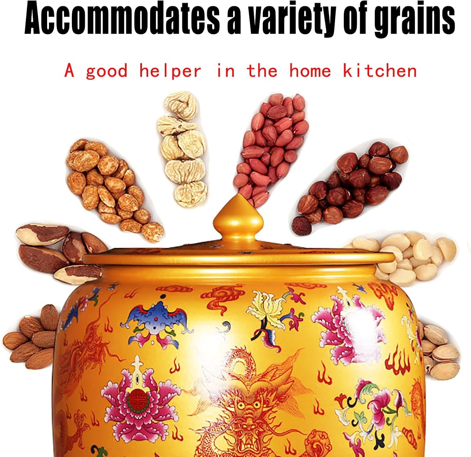 Rice Jar Ceramic, Ceramic Flour Storage Containers with Lids, Kitchen Grain Storage Tank, Grain Dispenser, China Storage Containers(A1,Capacity 12.5kg)