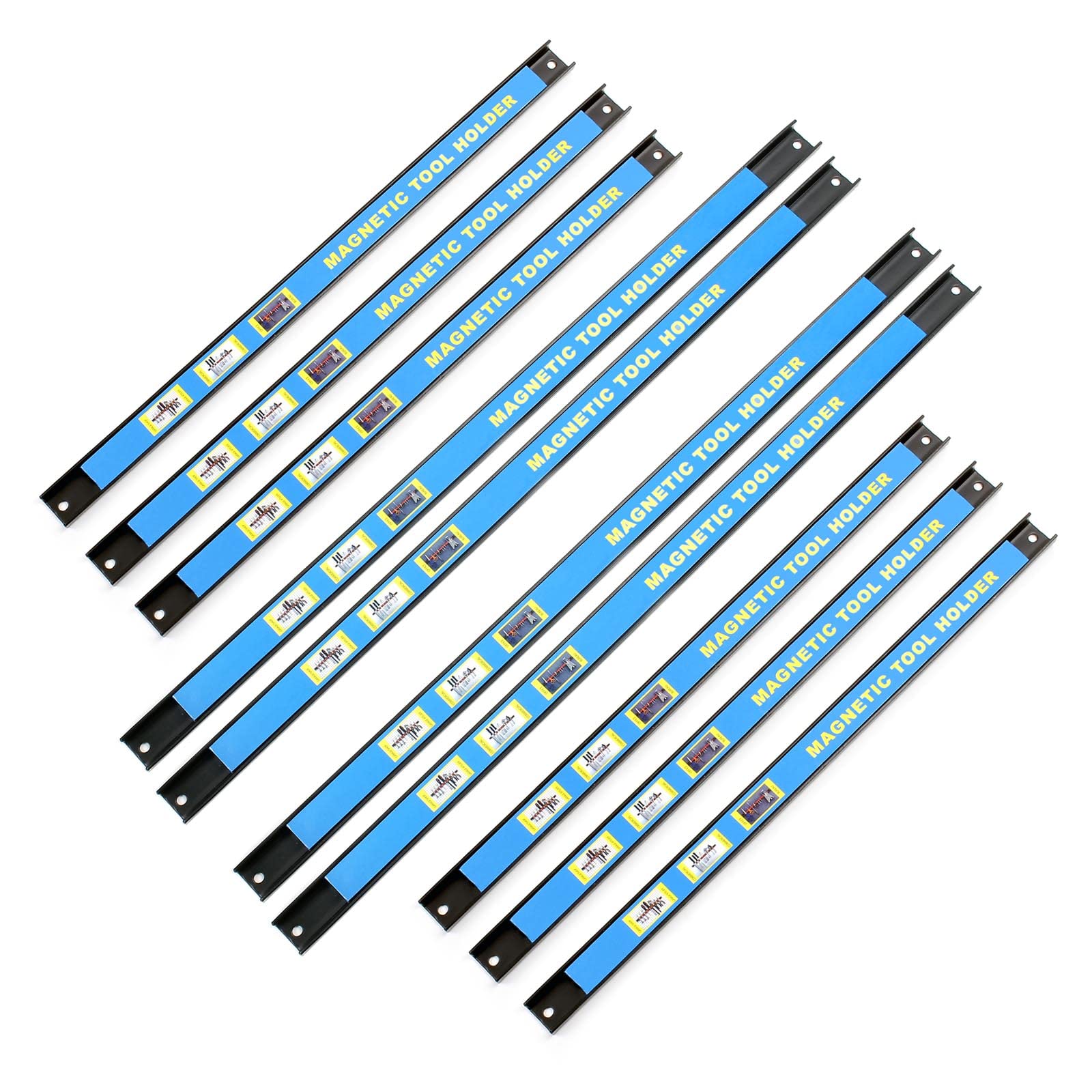 Wiltec 10x Listwa magnetyczna na narzędzia 6x46 cm i 4x61 cm, uchwyt magnetyczny warsztatowy ze stali, organizer ścienny do warsztatu i garażu