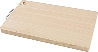 BOUMBI Hinoki Wood Reversible Cutting Board with Metal Handle(13.6x8.4x1.05 RM_Small)