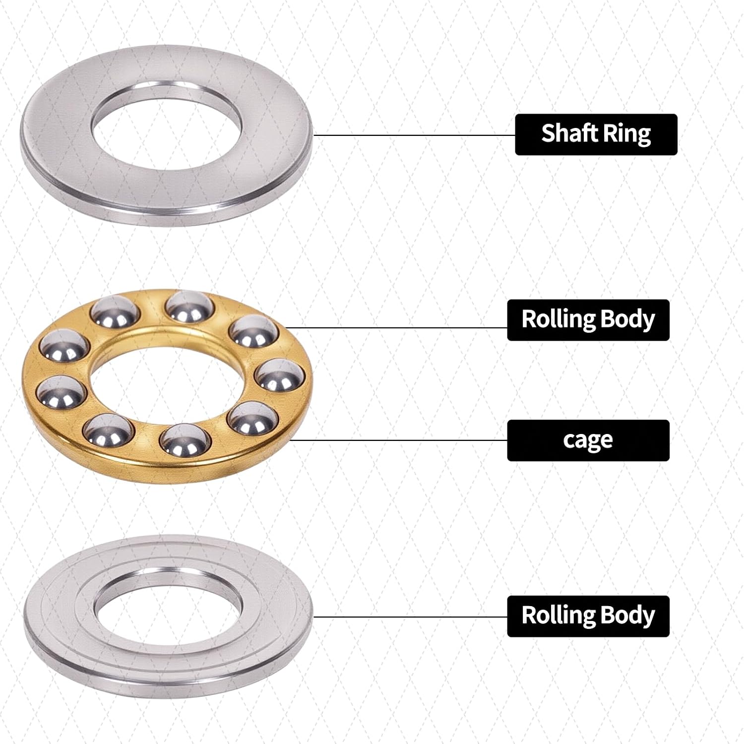 SF8-16M Stainless Steel Thrust Ball Bearings, 8x16x5mm Miniature Flat Thrust Bearing, Anti-Corrosion 3-Part Axial Load for RC Boats, T8 Lead Screws and Medical, 10-Pack
