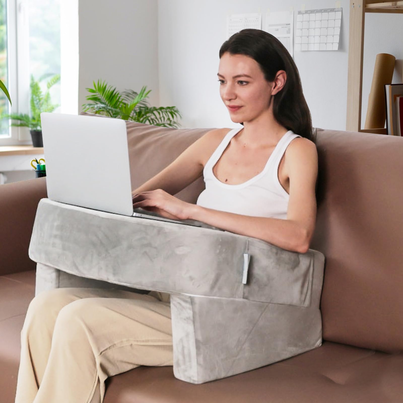 Weighted Idea Gaming Pillow - Reading Pillow for Lap with Removable Velvety Cover, Petite Adults, 145-185lbs Laptop Pillow Lap Desk Pillow for Reading, Working, Crocheting in Bed Couch