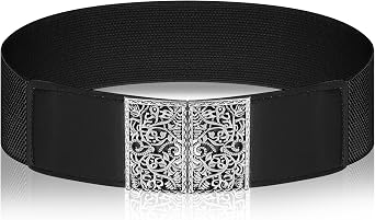 Jeffdad Adjustable Elastic Belt for Women, Womens Stretchy Belt, Wide Elastic Waist Belts for Pants Jeans DressesBlack
