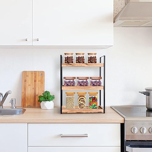 Miniatura 5 de Giftacity Organizador de encimera de 3 niveles para mostrador de baño, elegante estante de tocador de madera para almacenamiento  La adición