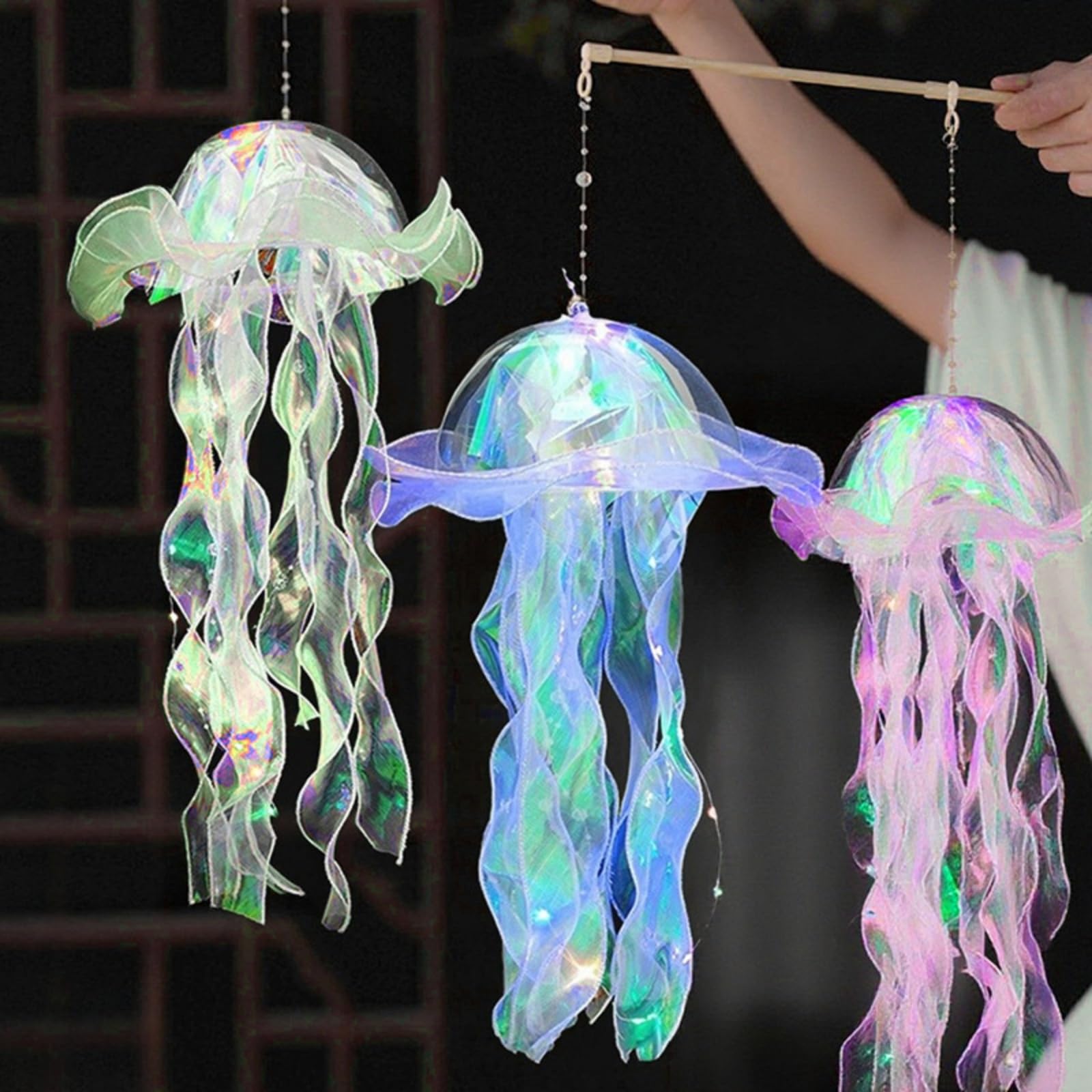 Ryfpdml 5 Pcs Jellyfish Light, Hanging Jellyfish Lamp LED Night Light, Creative Glowing Jellyfish Mermaid Jellyfish Lanterns - Image 2
