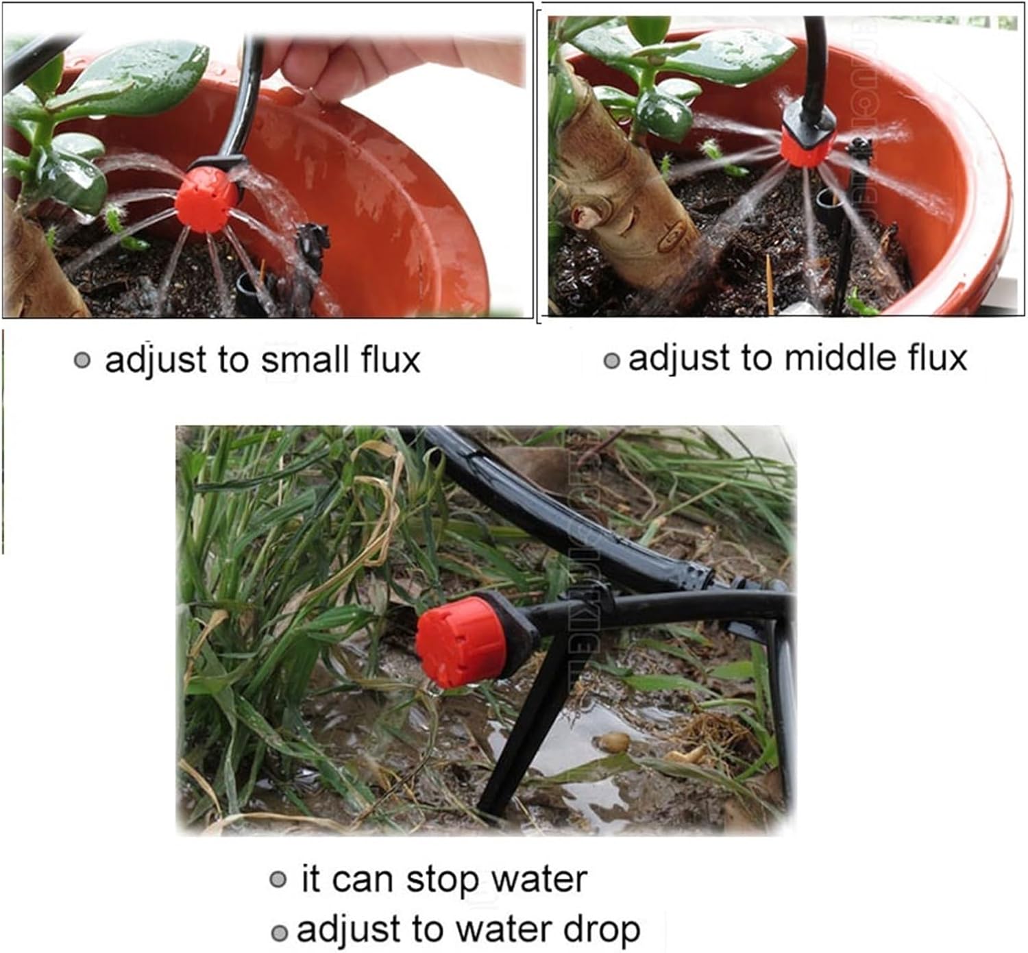 Adjustable Irrigation Drippers 4/7mm Garden Irrigation Nozzle Adjustable Dripper Sprinkler Emitter Micro Drip Watering Spray(100pcs)
