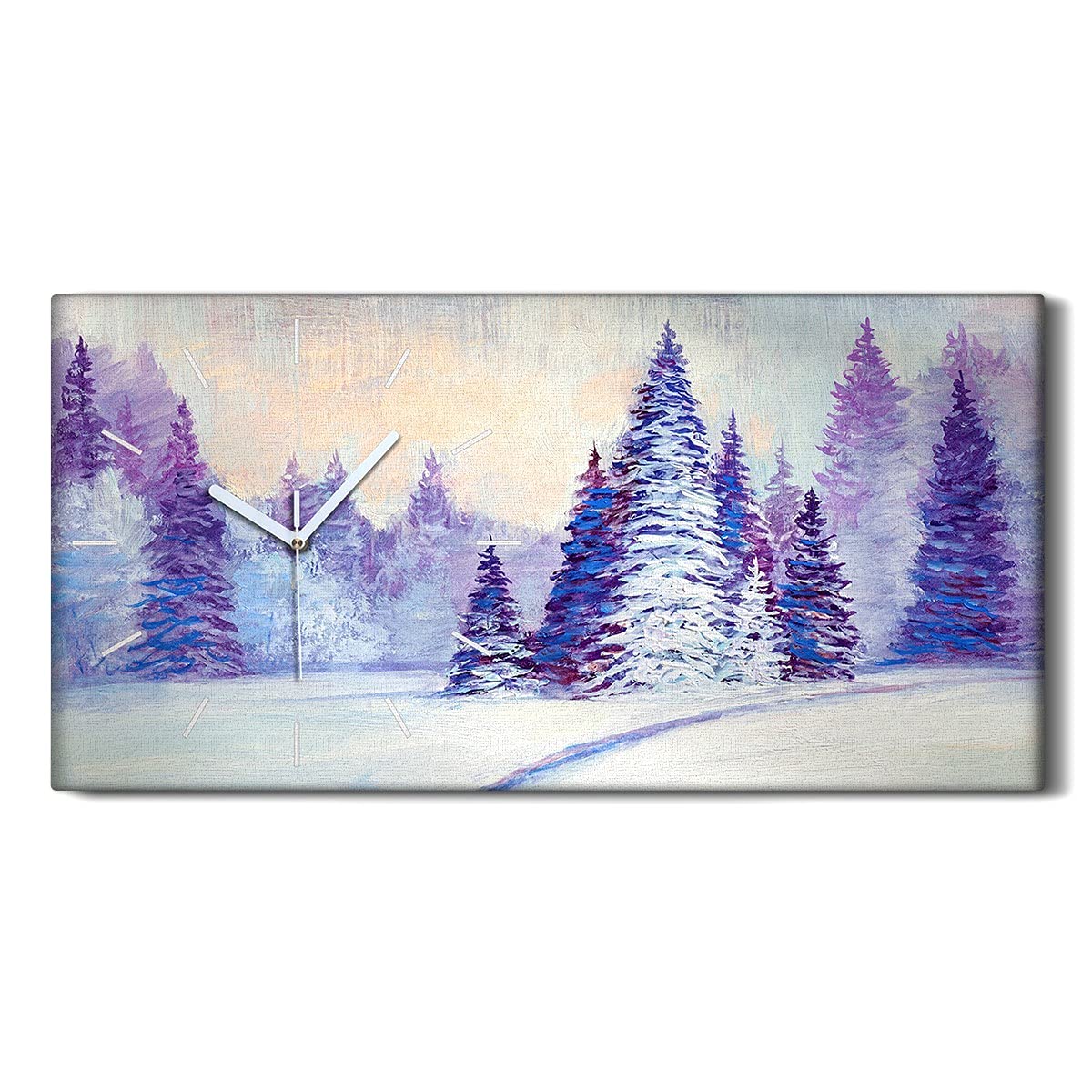 Horloge de décoration salon et chambre motif arbres de forêt d'hiver ambiance nature zen