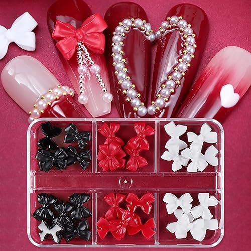 Dijes para uñas de lazo 3D, diamantes de imitación de cristal, 1 caja de coloridas piedras de uñas acrílicas, bonitos lazos acrílicos para