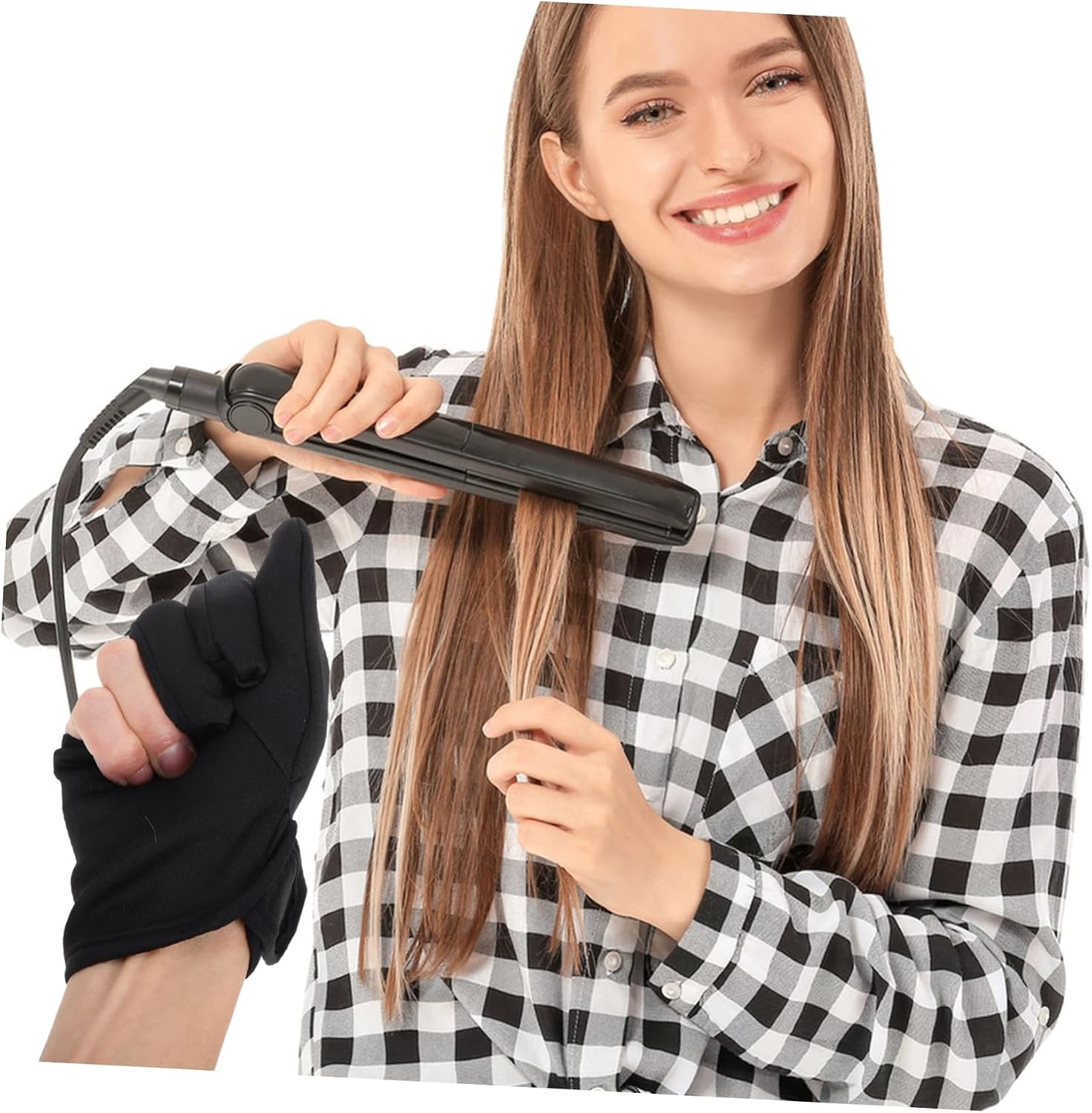 FOMIYES Three-Finger Strap Hairdressing Gloves for Curling Irons and Flat Irons Insulated for Styling Right