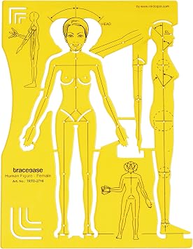 Traceease Human Body Outline Stencil Female Figure Drafting Template with Front and Side Views for Proportional Sketch Practice, Creative Layout Planning & Designs Reference Tool