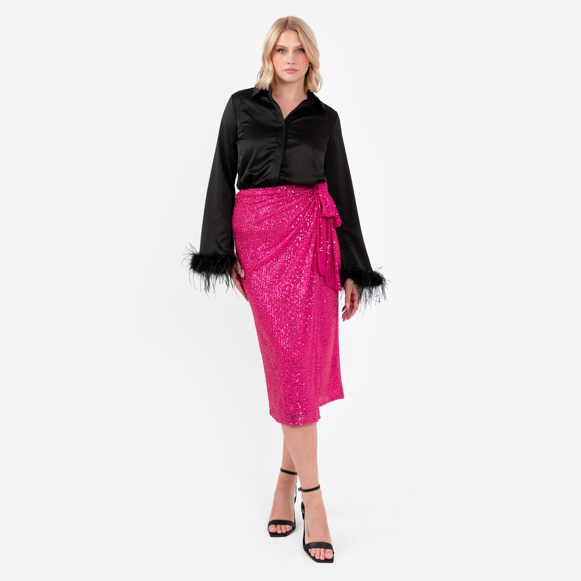 Lovedrobe Women's Midi Skirt Ladies Wrap Sequin Embellished Lined Evening Occasion Party Wear
