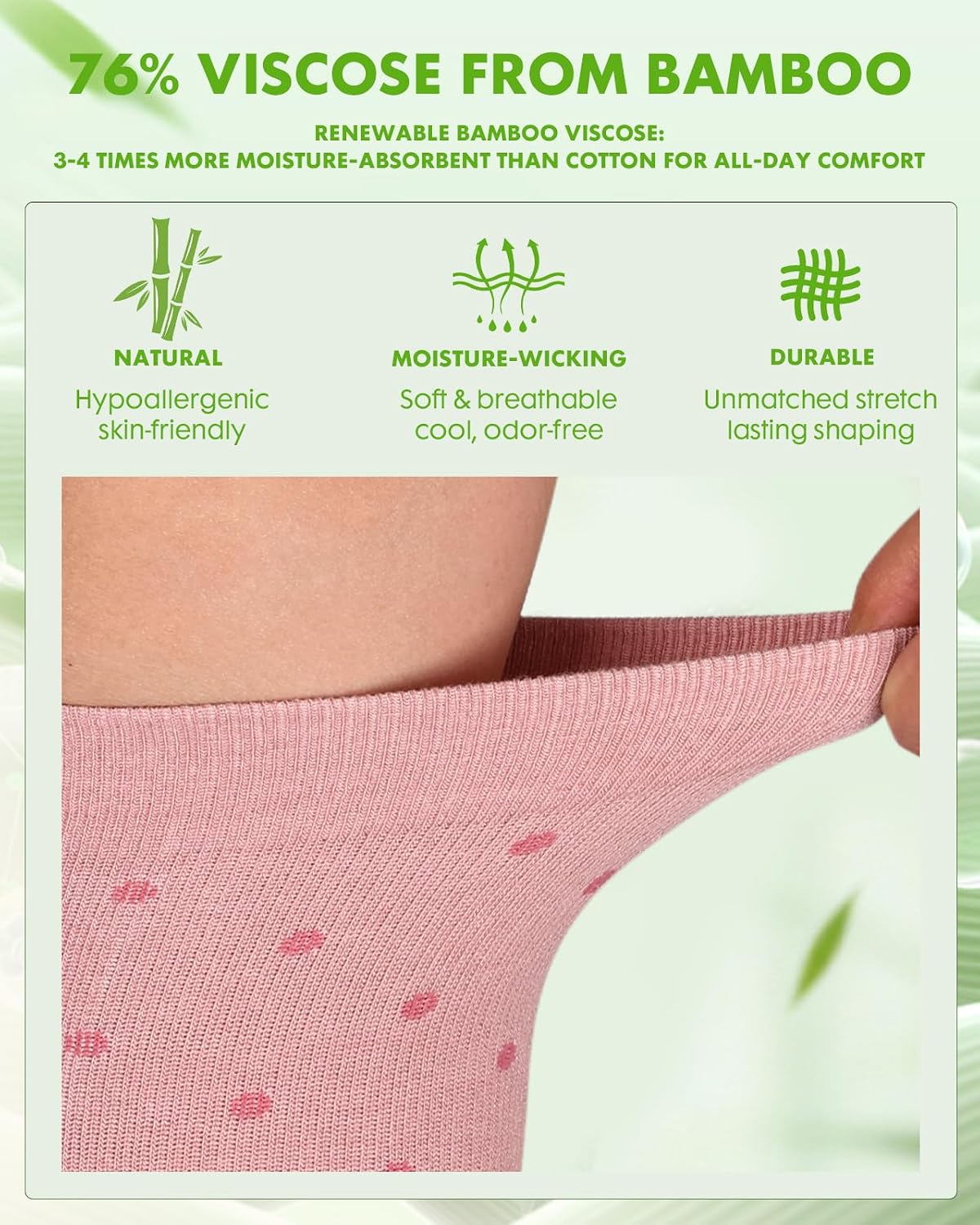 Wide Calf Bamboo Viscose Compression Socks for Women, Pink, L/XL