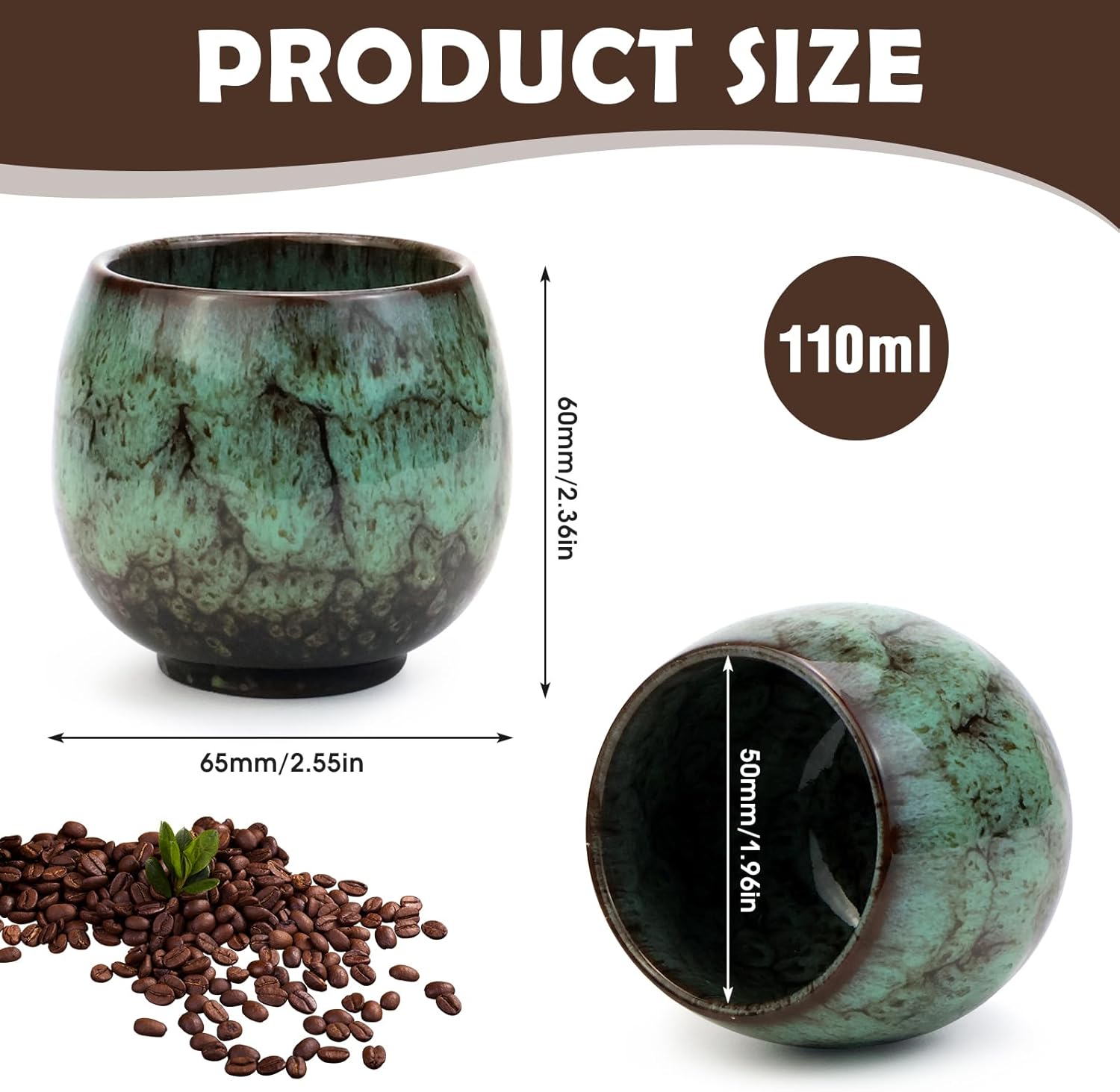 Espresso Cups Set of 5 110 ml Espresso Coffee Cups Thick-Walled Ceramic for Tea, Espresso, Mocha, Macchiato Gift for Men and Women