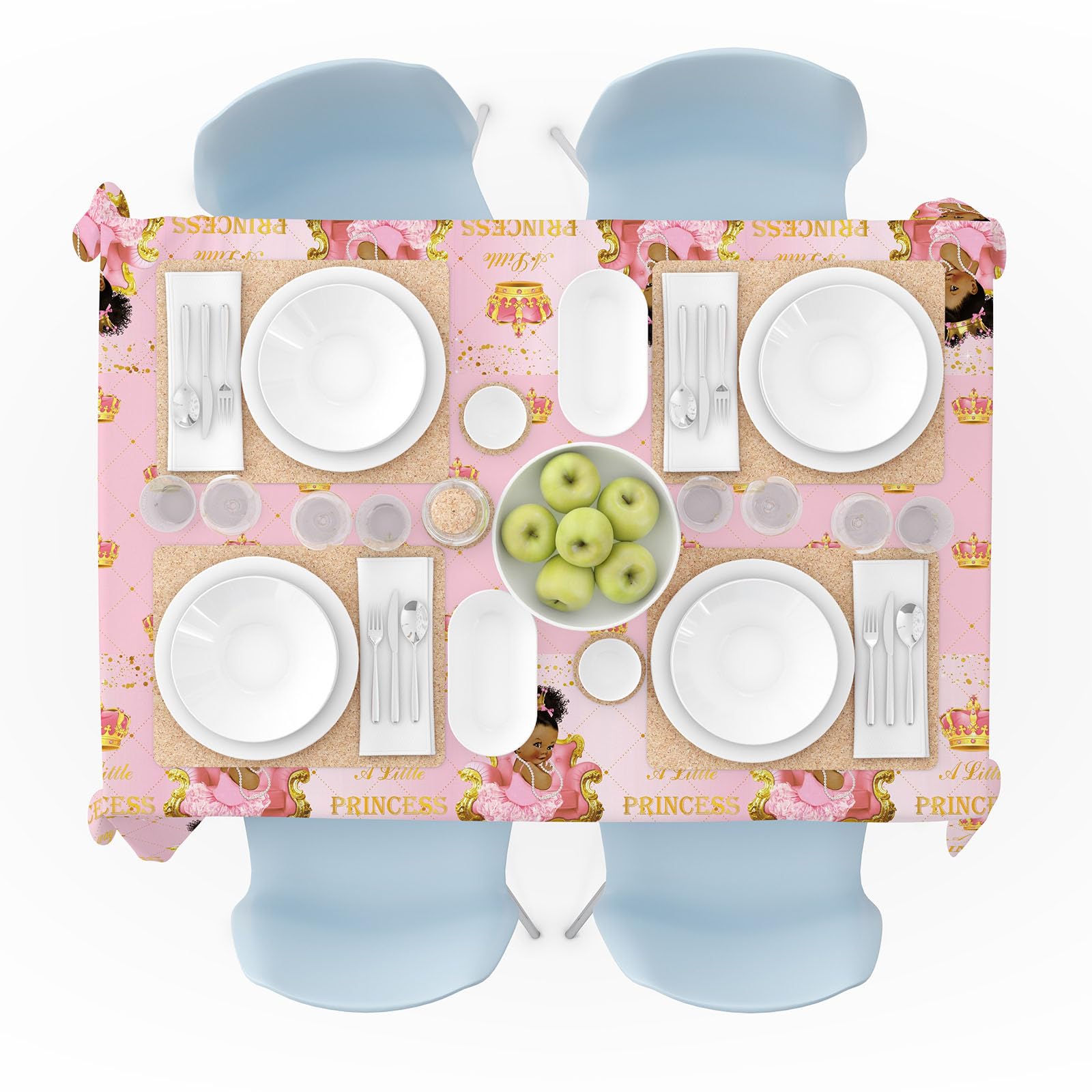 Yuzioey Royal Princess Tischdecken für Babypartys, 274,3 x 137,2 cm, königliche Prinzessinnen-Partyzubehör, 6 Stück