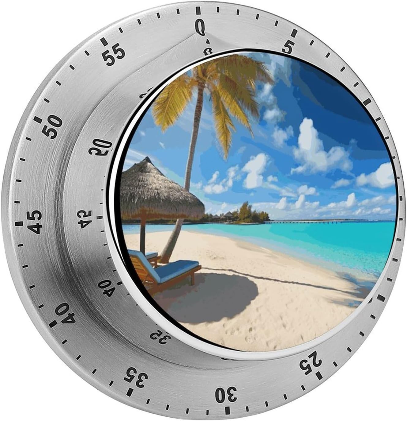 Tropical Beach Timer Magnetic Backing 100% Mechanical Desk Timers Wind Up 60 Minutes Manual Countdown Timers No Batteries Required Kitchen Timer for Cooking