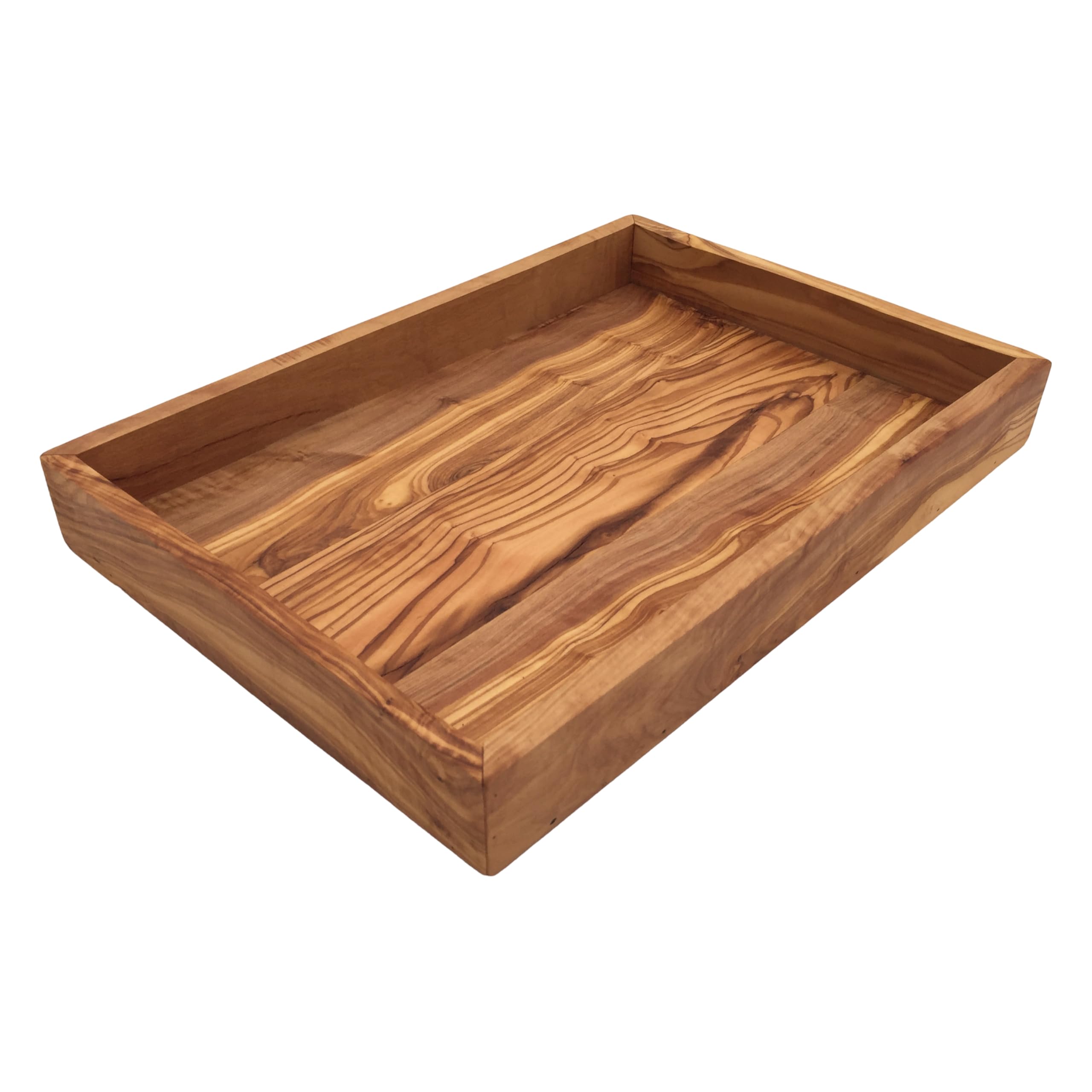 Vassoio rettangolare L. 32 cm, vassoio da portata in legno, ripiano piatto, realizzato a mano in legno d'ulivo, regalo.