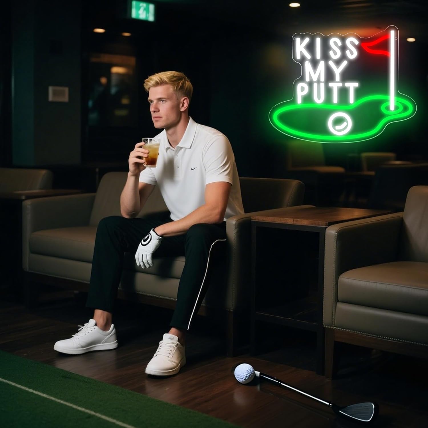 Golf Neon Sign for Wall Decor Golf Neon Light for Man Cave Green LED Light Up Sign for Club Bedroom Bar Bedroom Game Room Shop Party Birthday Gifts for Men Size14.1 * 11.3In(JTD287)