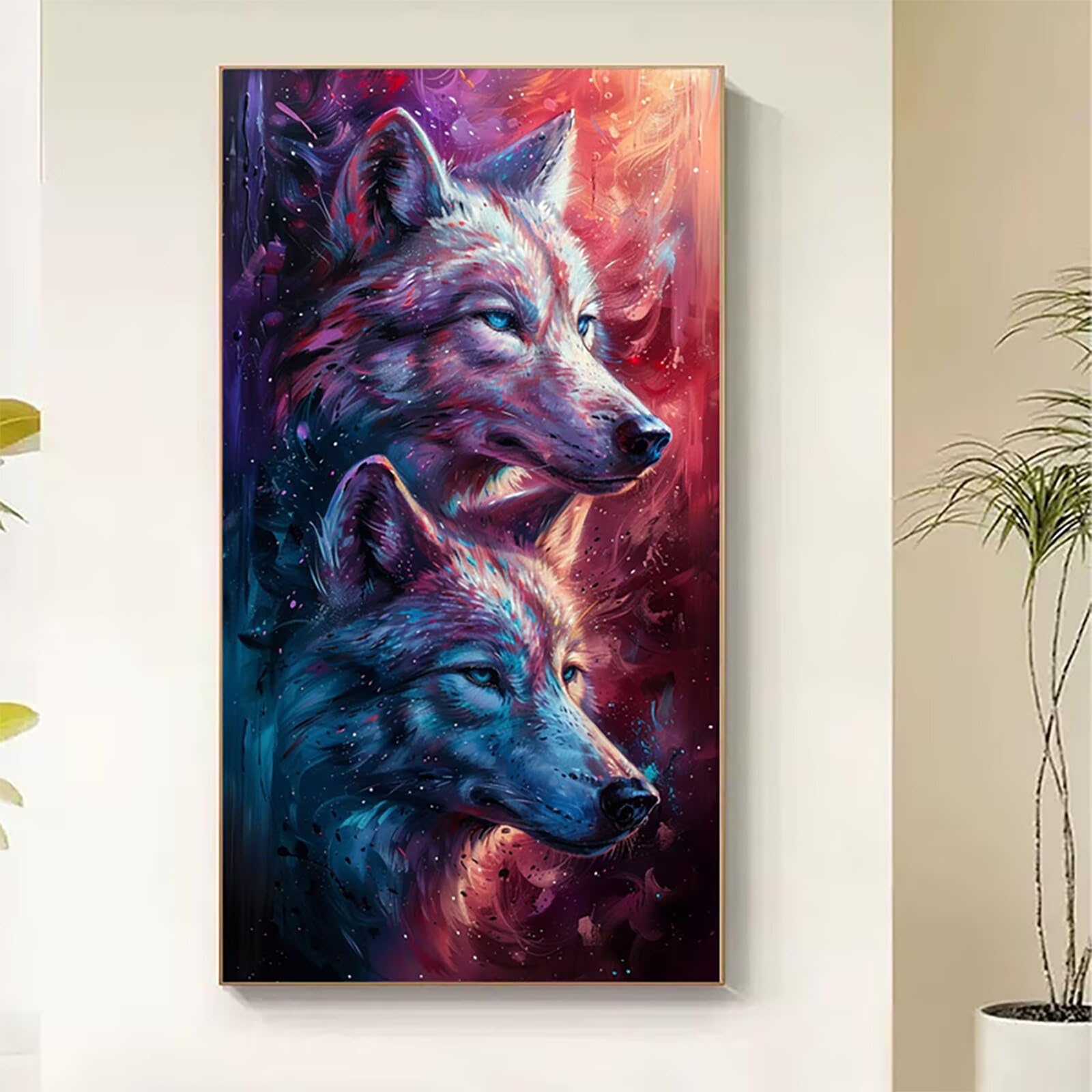 Dipingere con i Numeri Adulti Wolf, Dipingere con i Numeri Animale, Fai da te Paint by Numbers per Principianti, Hobby Creativi Adulti, Painting by Numbers per Decorazioni Casa Regalo 60x120cm 3-4785