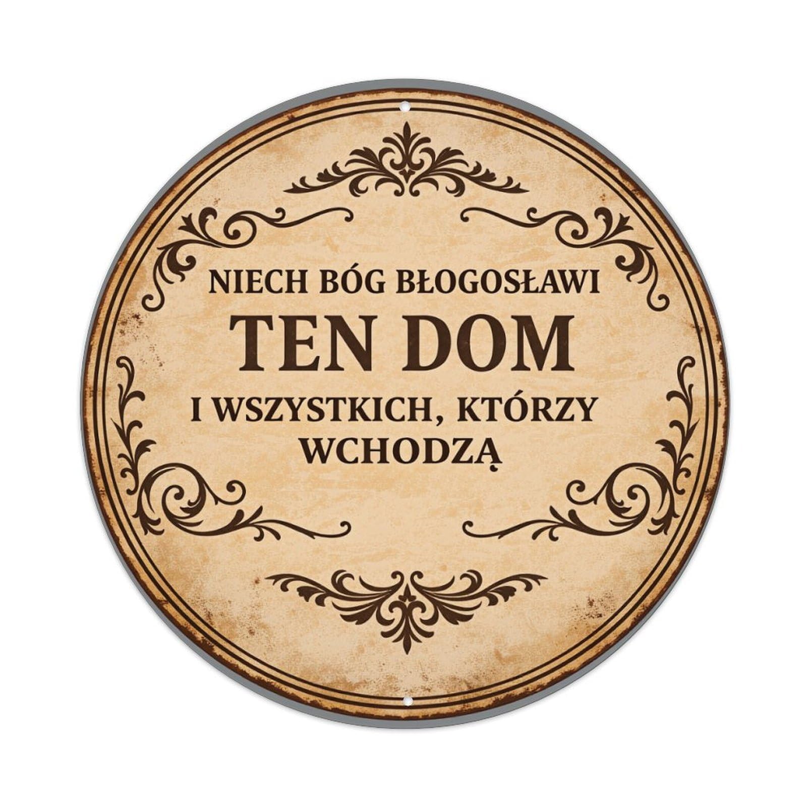 Ornate Circular With Text Round Tin Sign Vintage Metal Poster, Home Bar Garage Man Cave Cafe Indoor & Outdoor Wall Decoration 8x8Inches
