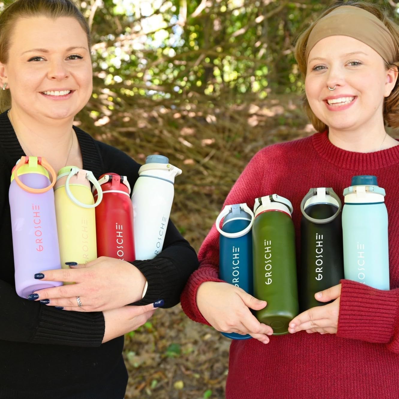 GROSCHE Kamloops Chug Lid 24oz Insulated Water Bottle - Stainless Steel, Leakproof Flask, Perfect for Gym, Travel & Outdoor Use, Green, Canadian Brand! - 24 fl. oz, Forest Silk