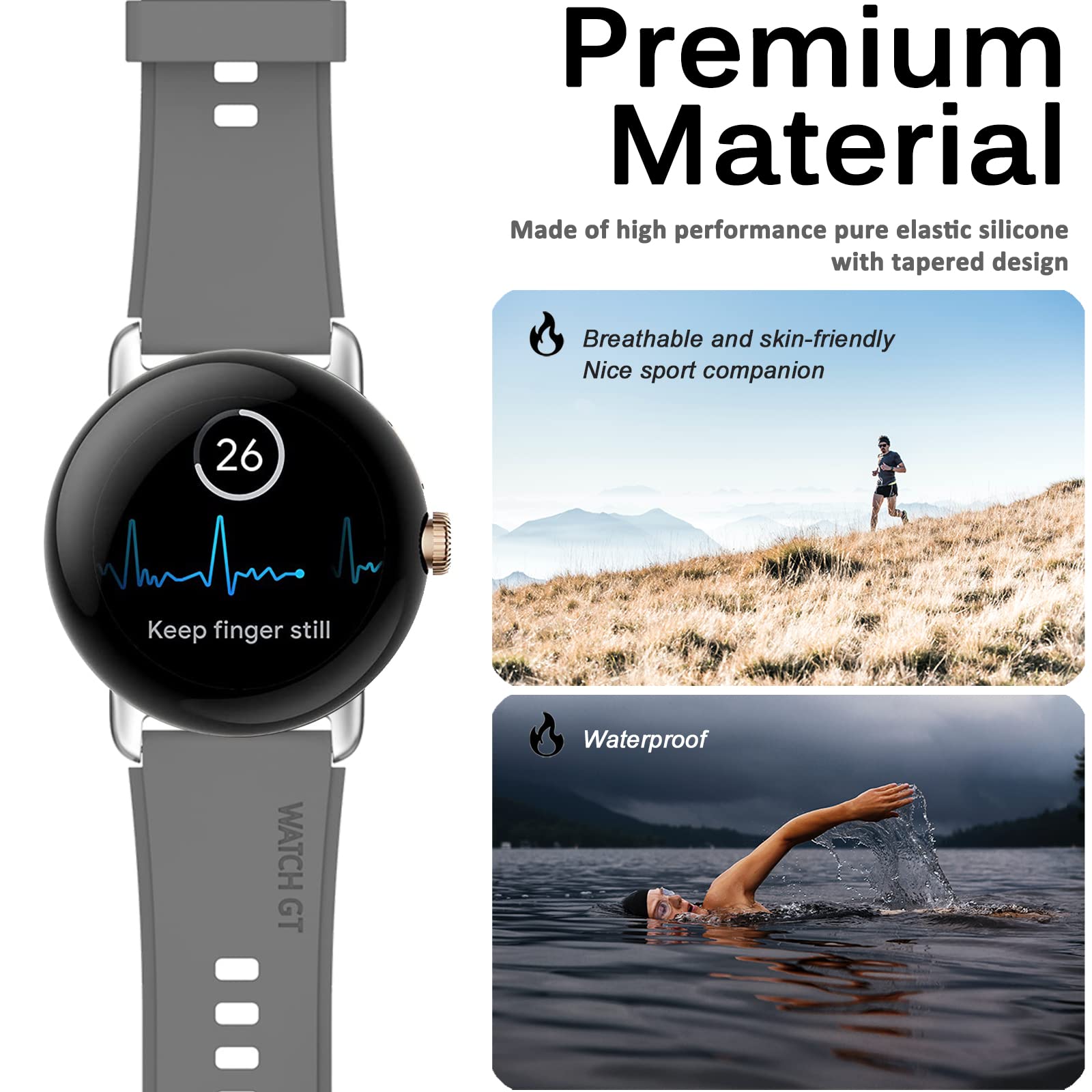 Miimall Silicone Strap for Google Pixel Watch 3 41mm/2/Pixel Watch, Breathable Lightweight Sport Band - Image 2