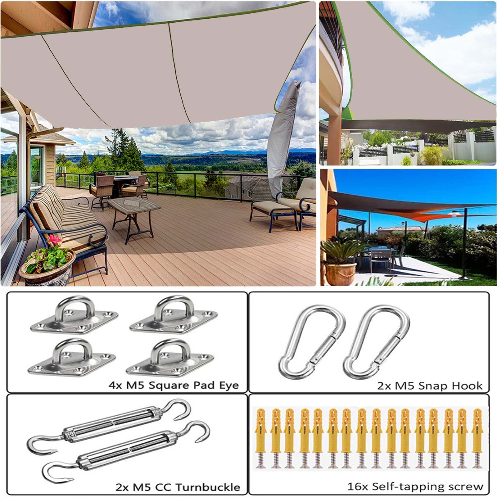 Zewnętrzny żagiel przeciwsłoneczny, wodoodporny, prostokątny zadaszenie, ochrona przed promieniowaniem UV, do ogrodu i tarasu, parasol Esterno (D, 4 x 6 m) – idealny do ochrony przed słońcem i relaksu