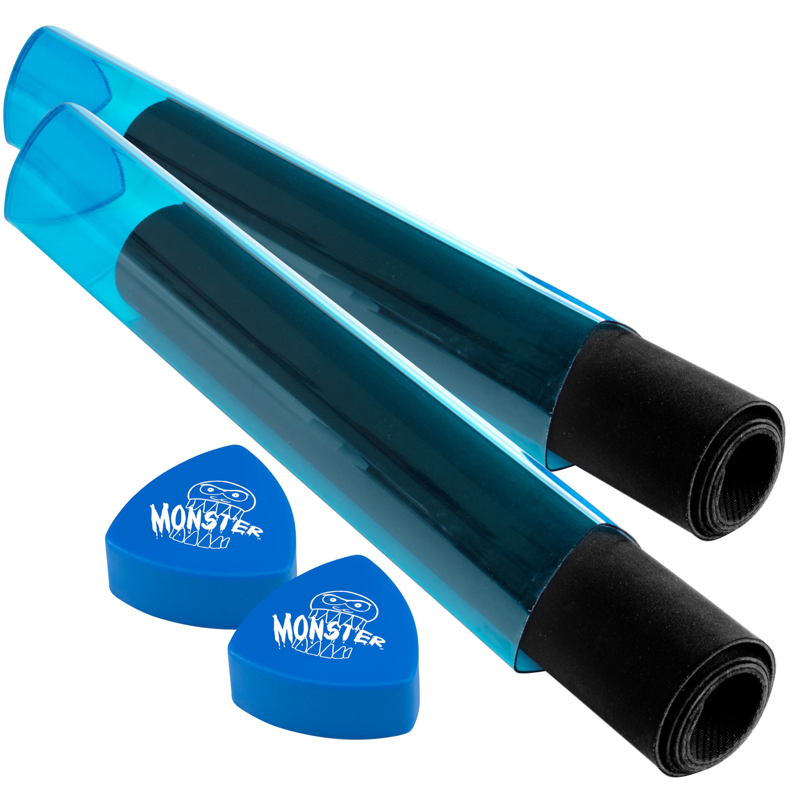 Monster Protectors Playmat Tube Prism-Shaped Play Mat Tube (Blue Translucent) - Won't Roll, Easy in and Out Design (2 Pack)
