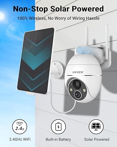 Miniatura 2 de HXVIEW Cámara solar de seguridad de 360  PTZ al aire libre, cámara de seguridad WiFi 2K inalámbrica para exteriores, cámara WiFi al aire libre