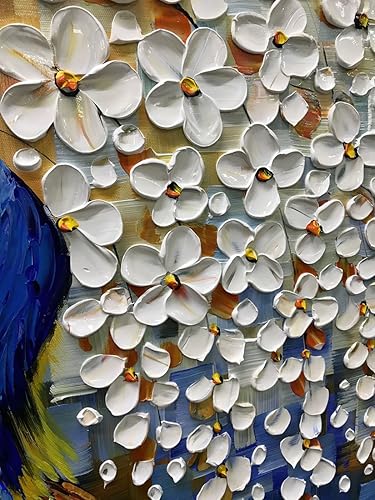 Miniatura 4 de Yotree Pinturas, 24x48 Pulgadas Pinturas Pavo Real Con Árbol De La Pintura De La Mano Al Óleo Pintura 3D Pintado A Mano Sobre Lienzo Arte Abstracto