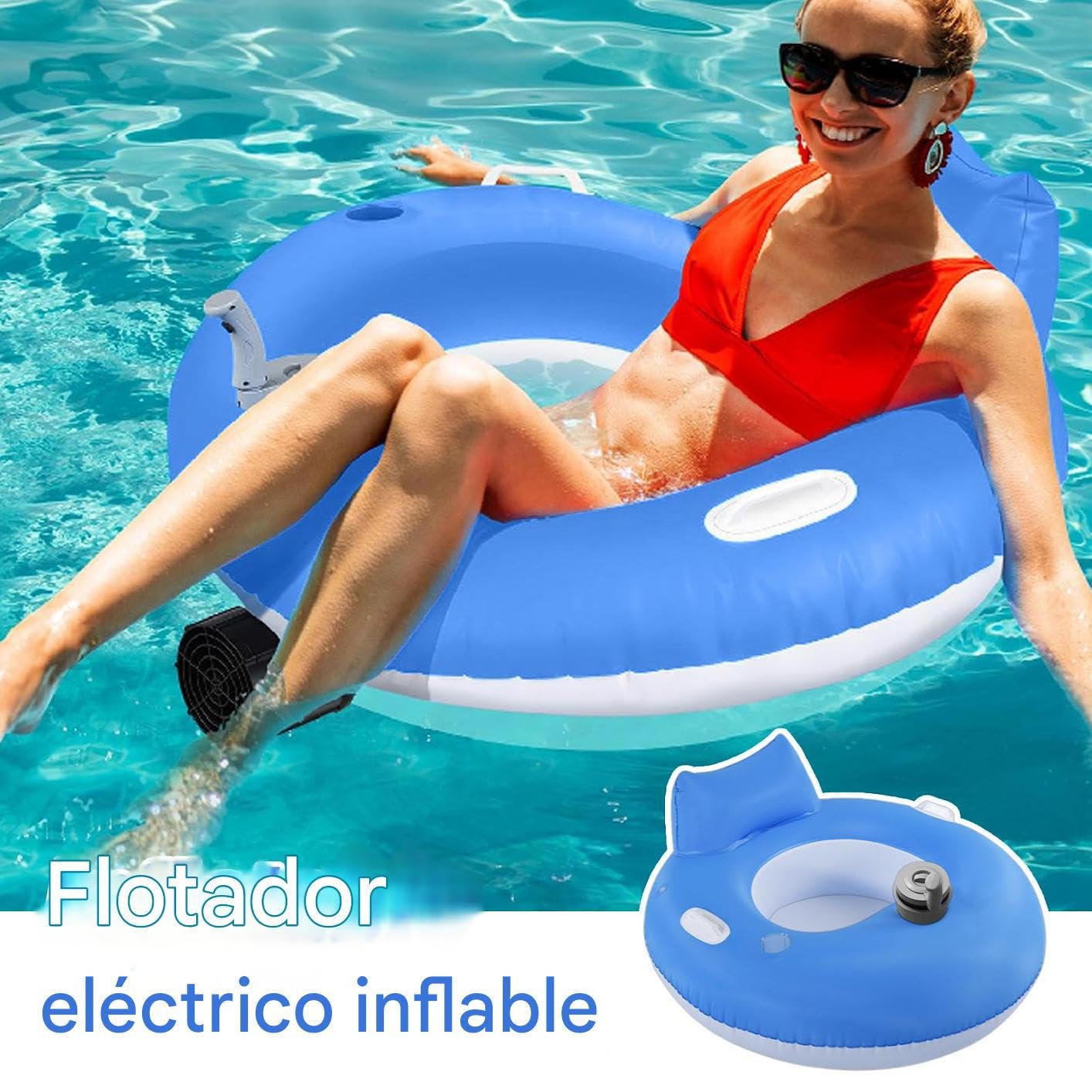 Schwimmring für Pool, elektrisch, aufblasbar, zum Entspannen im Wasser, tragbare Schwimmmatratze für den Sommer am See, Fluss und, zum Schwimmen und Bräunen
