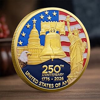 U.S. Army 250th Anniversary Commemorative Gold-Plated Challenge Coin, Double-Sided High Relief Military Collectible for Veterans, 1775-2025 (Type B)