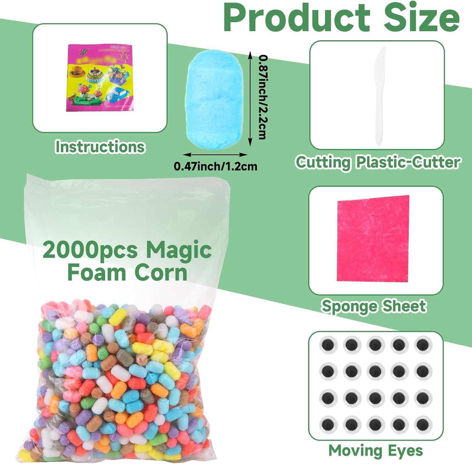LOLYSIC 2000 Pcs Magic Foam Crafts, Arts and Crafts Magic Foam Corn Craft Kit Bulk Building Blocks Model Valentines Gifts DIY Creativity Supplies