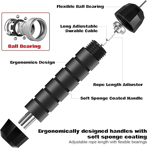 Miniatura 3 de Vinsot Cuerda de saltar 2 en 1, cuerda de saltar inalámbrica con bola, cuerda de saltar sin cuerda con rodamientos de acero ajustables, asas de