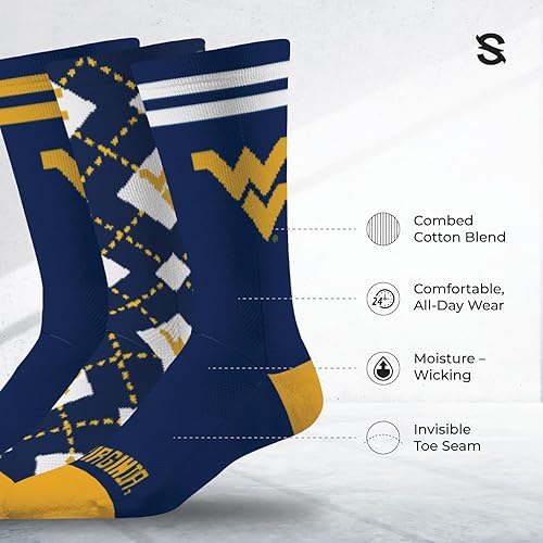 Miniatura 2 de Strideline Calcetines de vestir de la NCAA para hombre, colección Campus, paquete de 3, talla única