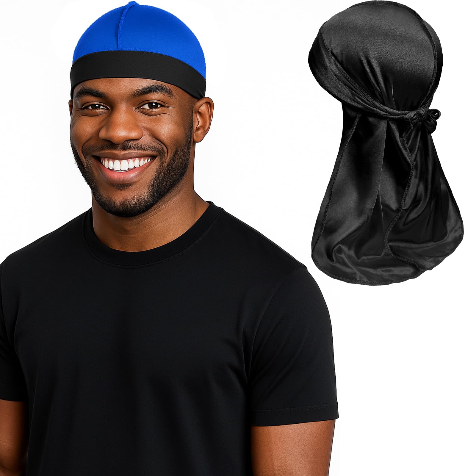 DURALA Adjustable Wave Cap Durag Pack Premium Elastic Stocking Cap Doorag for 360 540 720 Wave