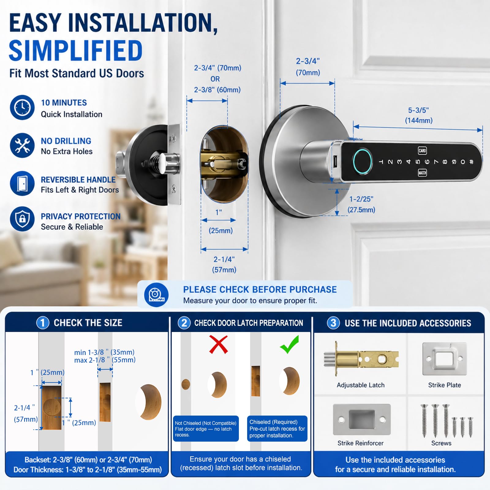 Smart Fingerprint Door Lock - Keyless Entry -7 Smart Fingerprint Door Lock - Keyless Entry -7