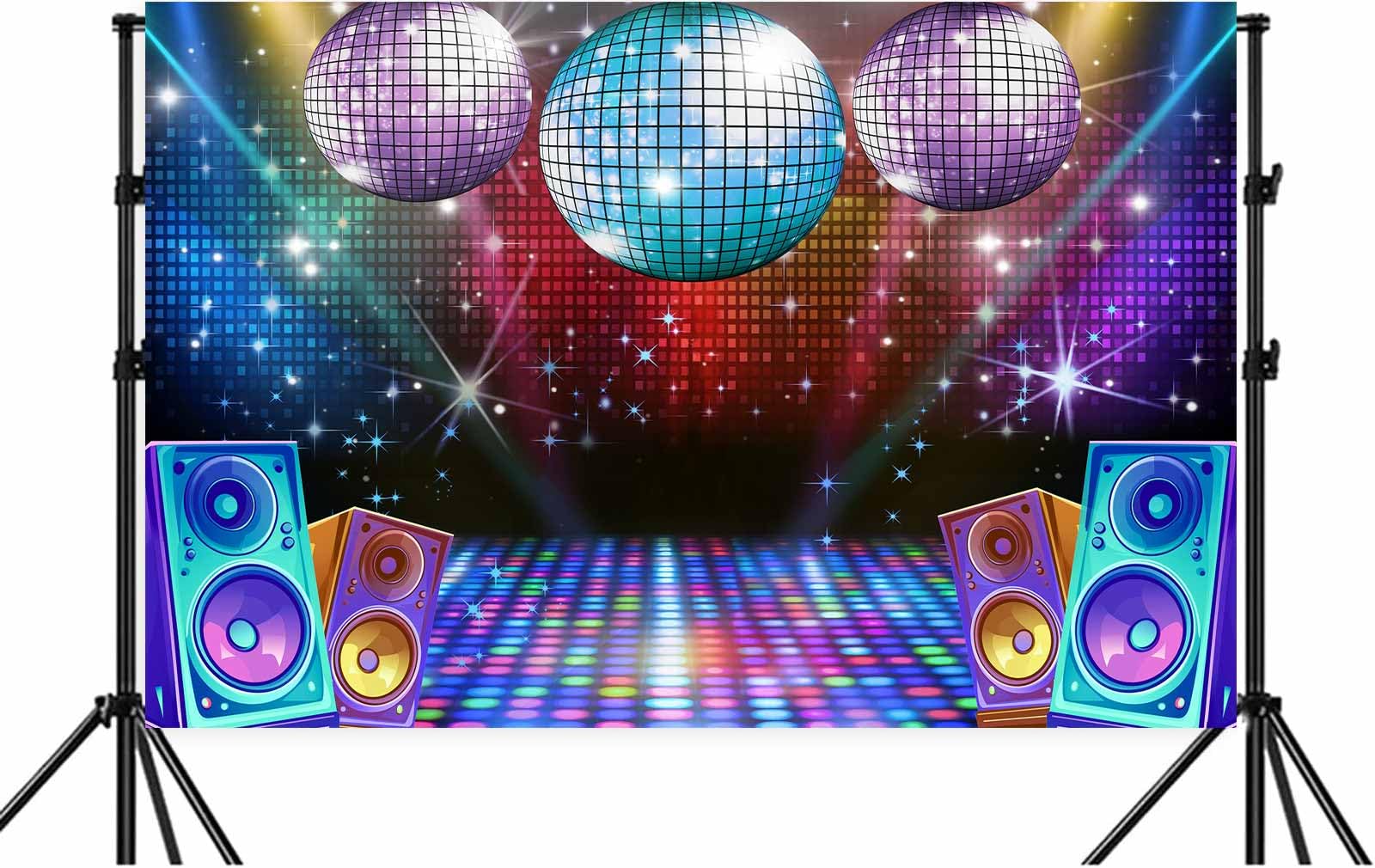 Sfondo da discoteca, 6 x 3 m, decorazione per feste a tema anni '70 anni '80 e '90, decorazione per feste notturne, palla da discoteca, striscione per feste da ballo, ritratti fotografici, in