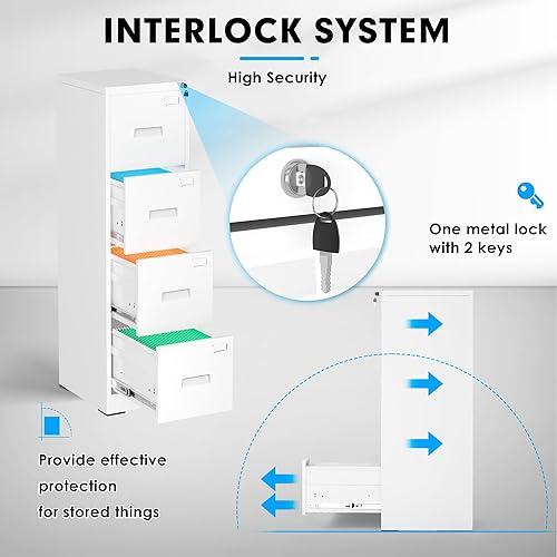 Miniatura 97 de Greenvelly Archivador D de 18 pulgadas, archivador de 3 cajones con cerradura, archivador vertical con bloqueo para oficina en casa, archivador