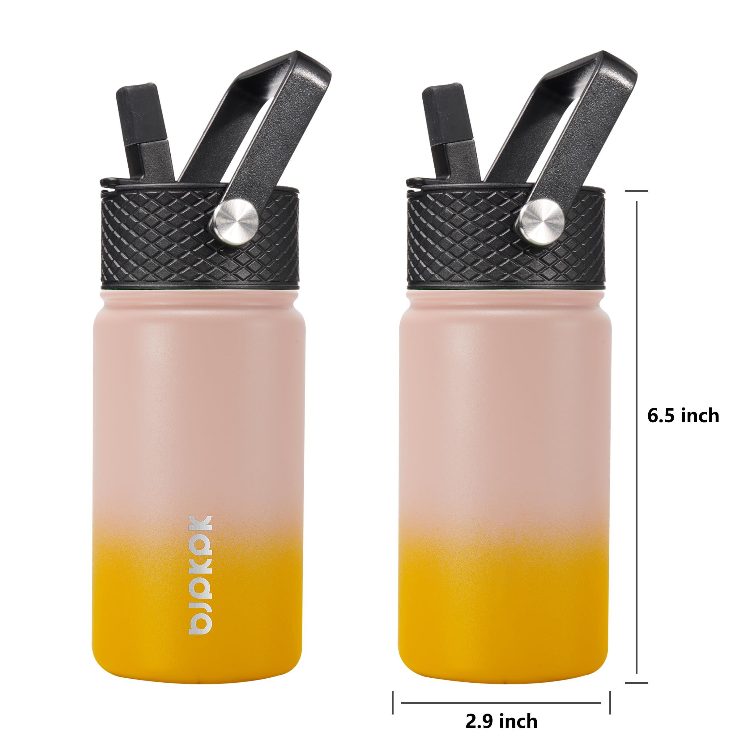 Kids Insulated Water Bottle With Straw – 15oz Stainless Steel, Leak-Proof, BPA-Free, Keeps Drinks Cold 24Hrs
