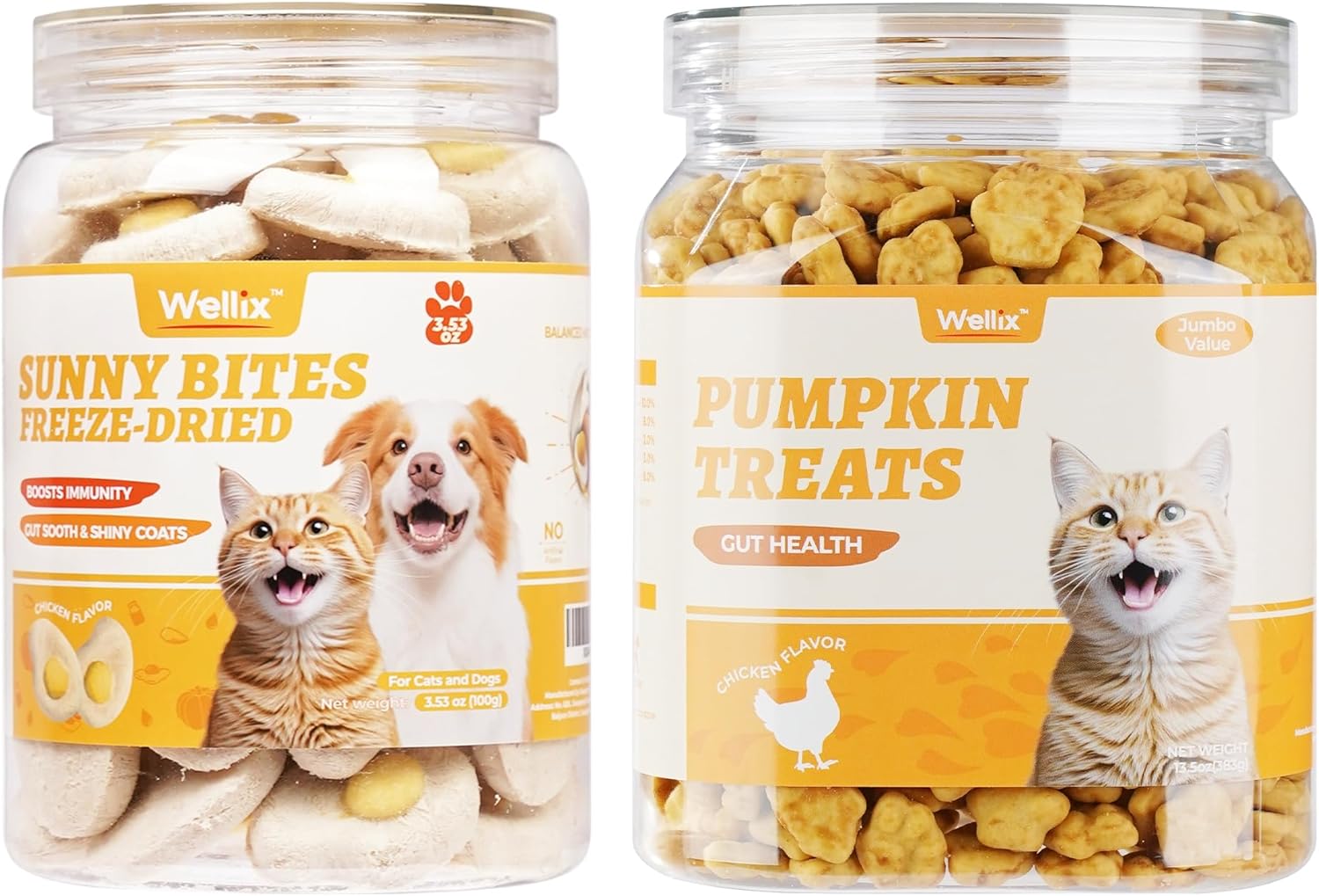 Wellix Pumpkin Cat Treats&Sunny Bites Freeze Dried