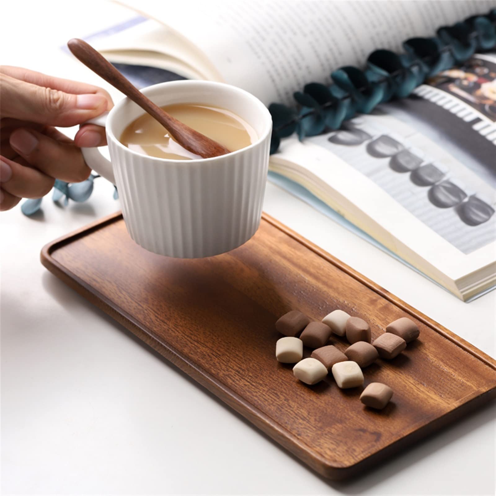 3NH® Breakfast in Bed Tray Home Wooden Tea Acacia Rectangle Wooden Tea Tray Serving Table Plate Snacks Food Storage Dish for Hotel Home Serving Tray 1