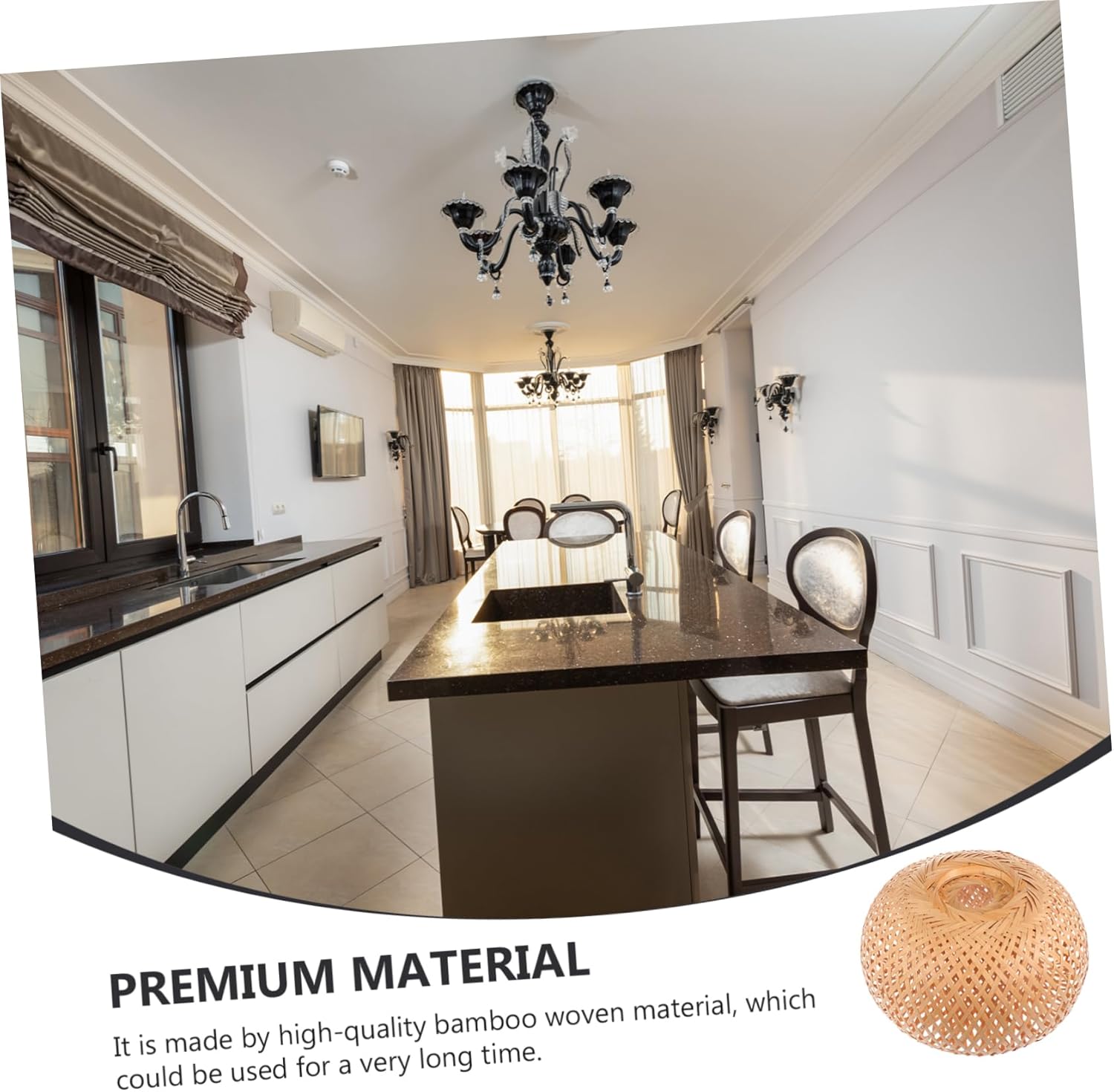 Mikikit 1pc Woven Lampshade Khaki Light Cover for Ceiling and Table Lamps Retro for Dining Room Boho Decor