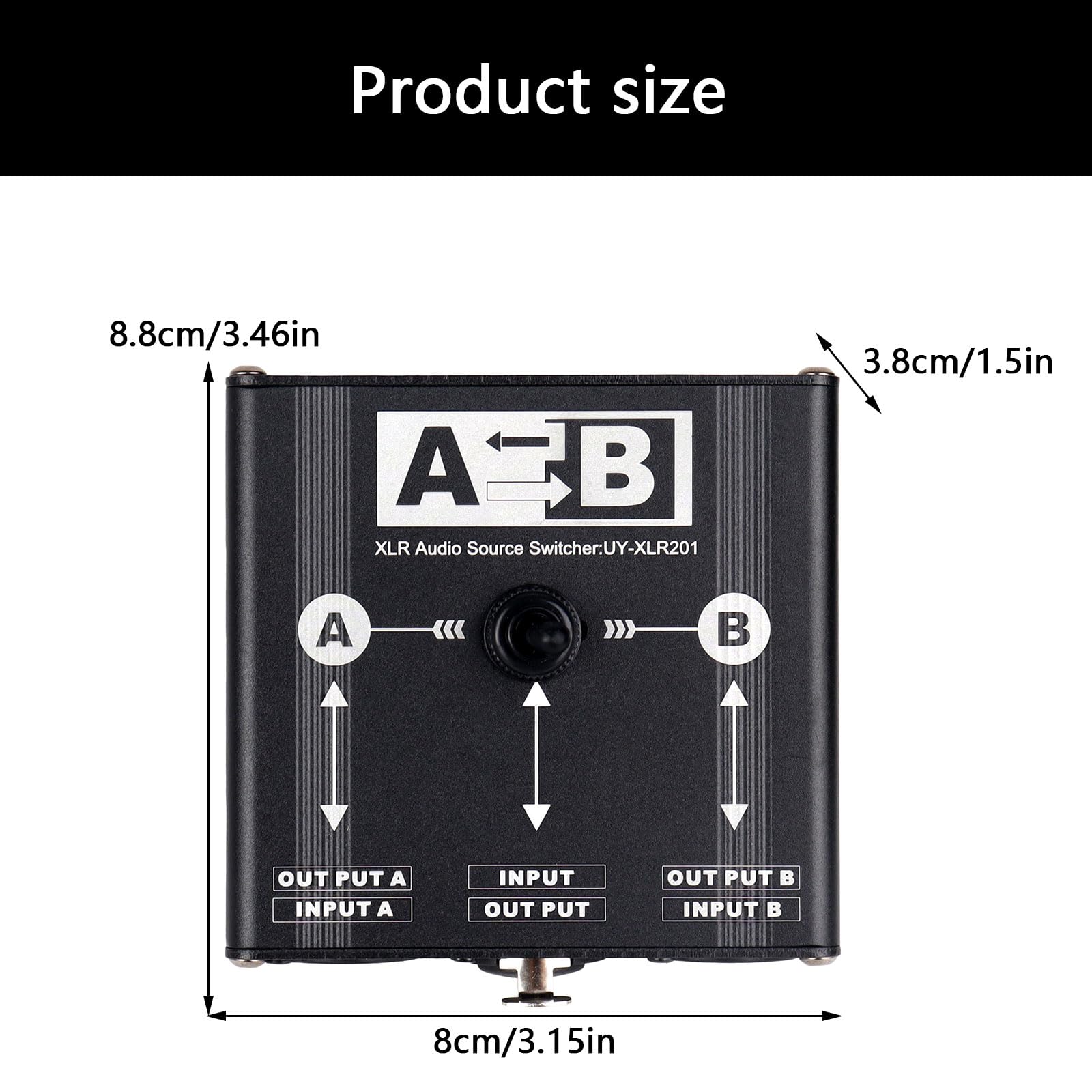 Selettori di commutazione audio XLR a uscita singola a 2 ingressi Segnali silenziosi passivi Routing Design in metallo Dispositivo di routing suono dal vivo