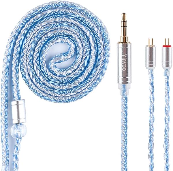 Yinyoo 16 Core Silver Plated Upgrade Earphone Cable, Upgraded 2PIN Detachable Earphone Cable Replacement Earphone Wire 3.5mm Plug for KZ ZST AS10 TRN V80 V90 CCA C10 C16 - 1