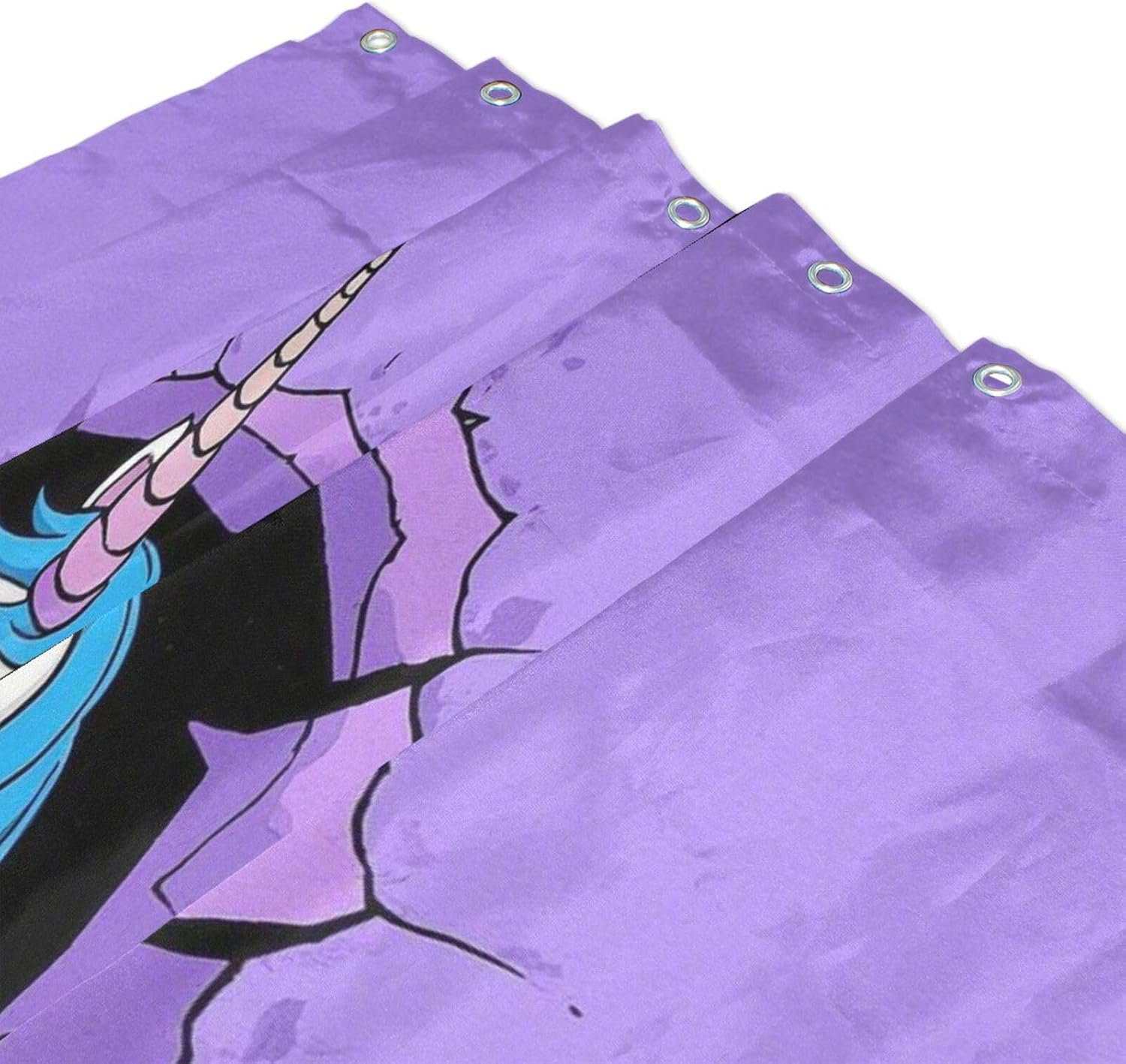 66x72 Inch Fabric Water Proof Curtains Bathroom with Hook Funny Cartoon Wall Unicorns Purple Polyester Stuff Machine Washable Simple Shower Curtain Liner for Tub Shower