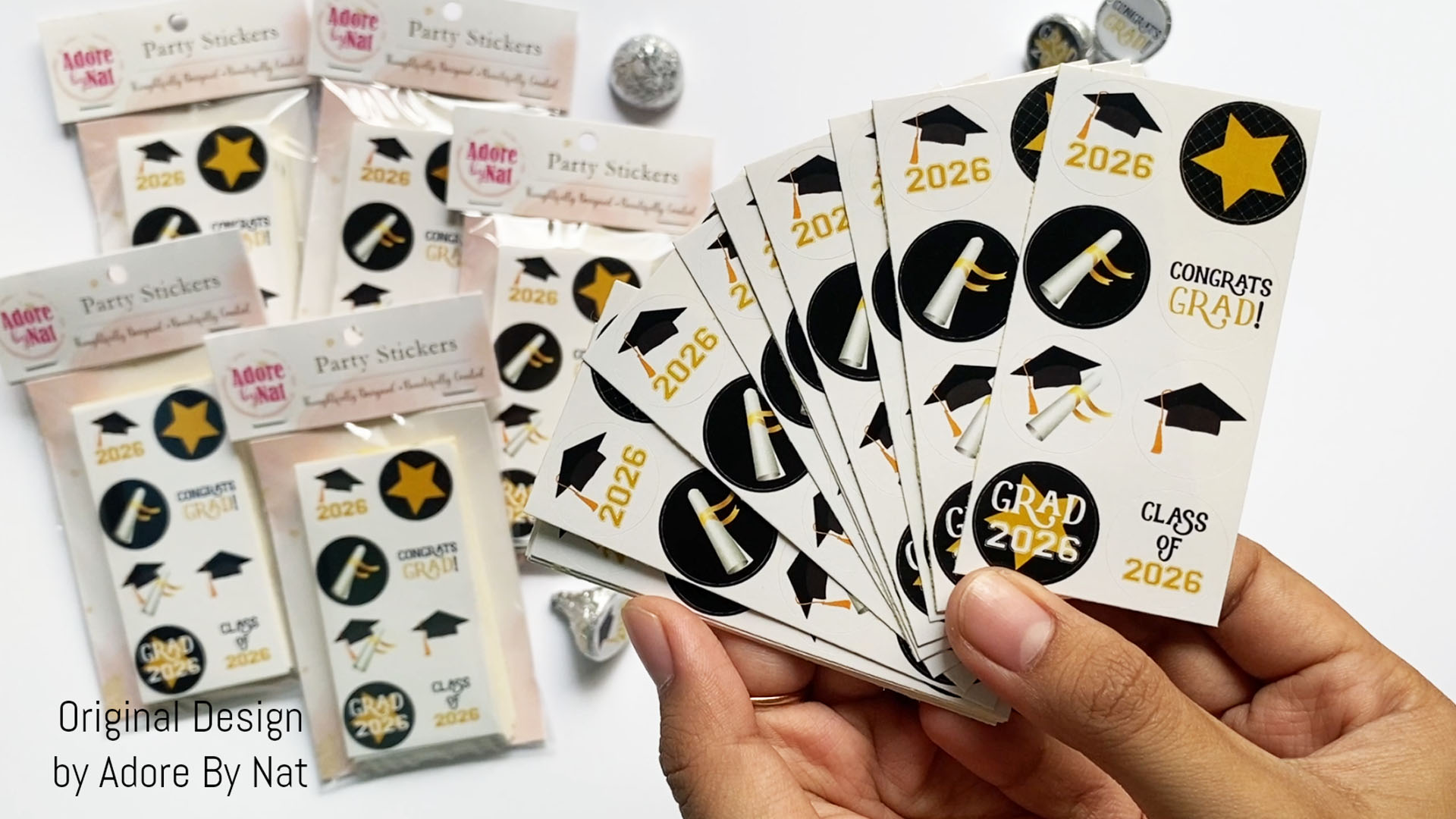 Amazon.com: Black Graduation Stickers for Hershey's Kisses, Favor