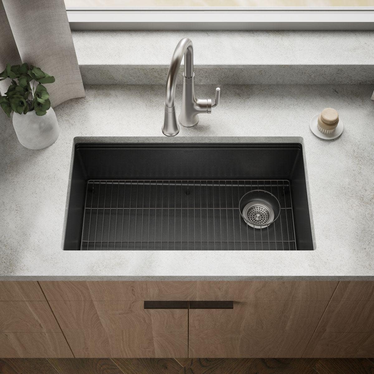 KOHLER Billings™ 32-1/2" Undermount Kitchen Sink, Single-Bowl Sink, Neoroc, K-33710-CM4, Matte Grey