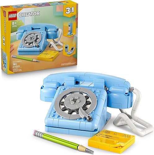 LEGO Creator 31174 - Teléfono retro 3 en 1 para niños, decoración del hogar para dormitorio o habitación de los niños, juguete de construcción y
