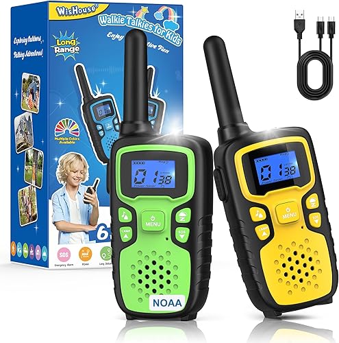 Miniatura 14 de Wishouse Walkie Talkies para niños recargables de largo alcance, regalo de cumpleaños de Navidad para niños de 4, 5, 6, 7, 8, 9 años, equipo de Rojo