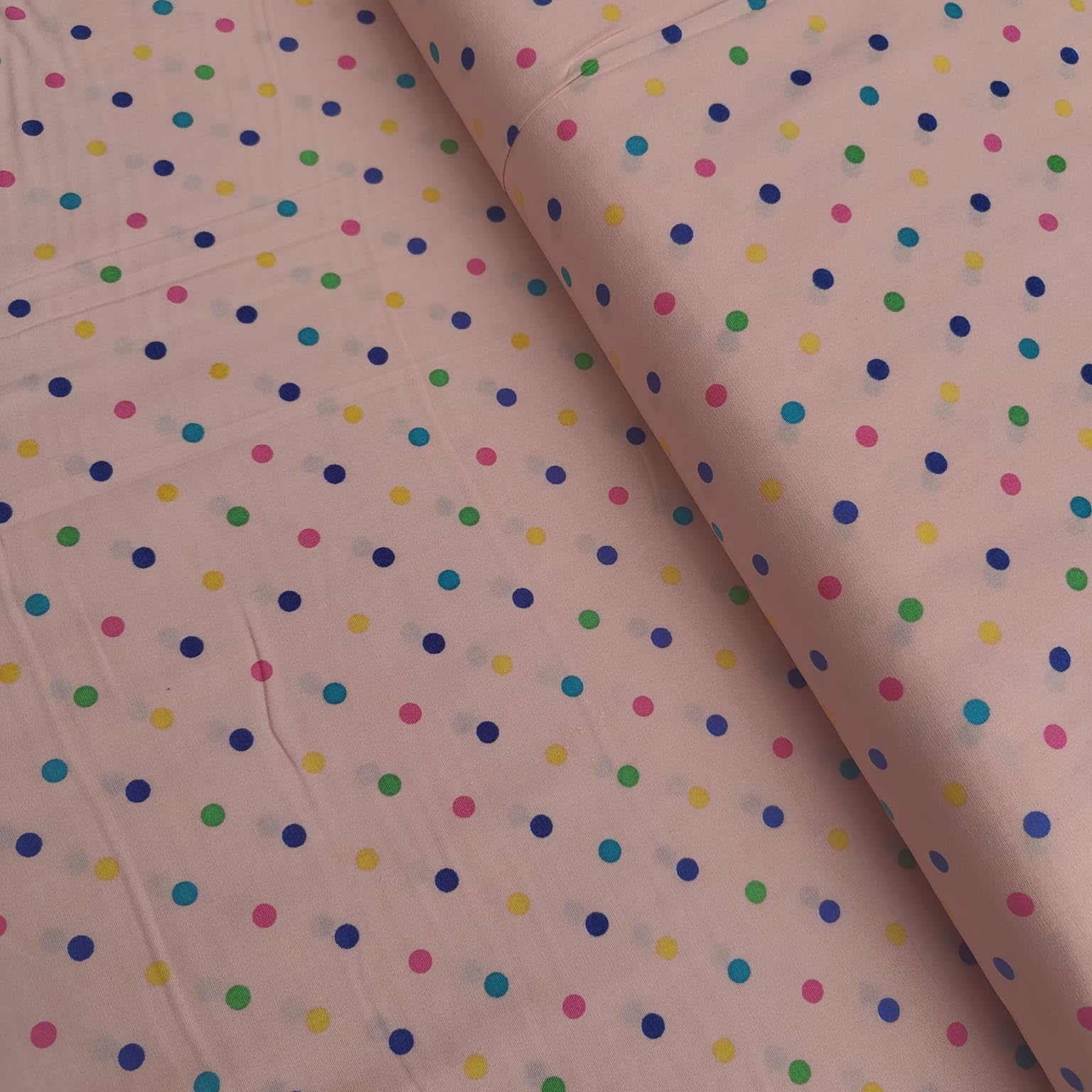 100% Cotton Blenders Polka Dot Dotty Splash Design Classic Printed Quilting Craft Dress Quality Sewing Fabric Material | 44" - 112 cm Wide (per Metre, Salmon/Turquoise)